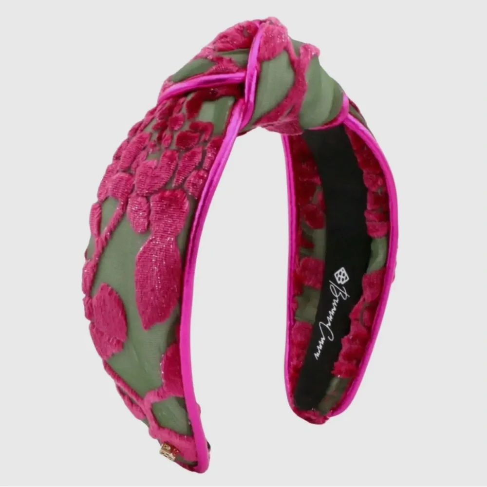 703. NEW Brianna Cannon Fall Velvet Peonies Topknot Headband - Picture 1 of 2